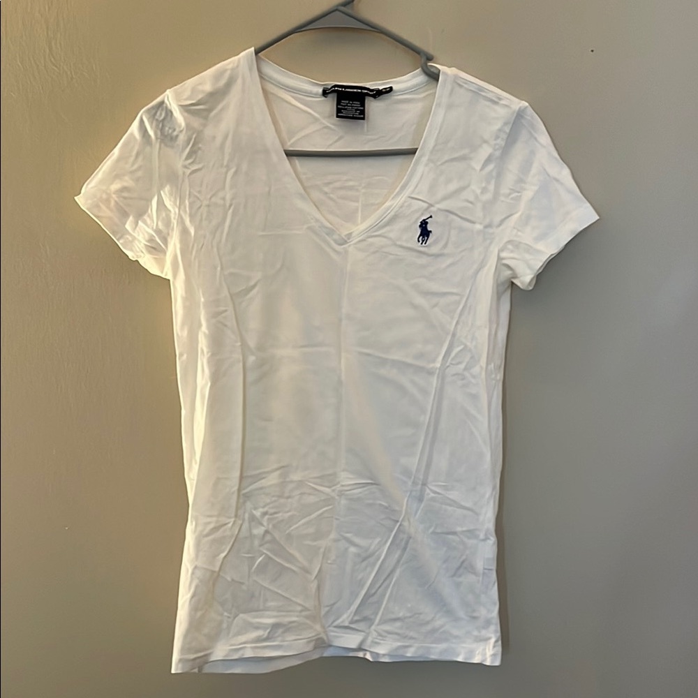 Ralph Lauren White Tee with Blue Emblem
